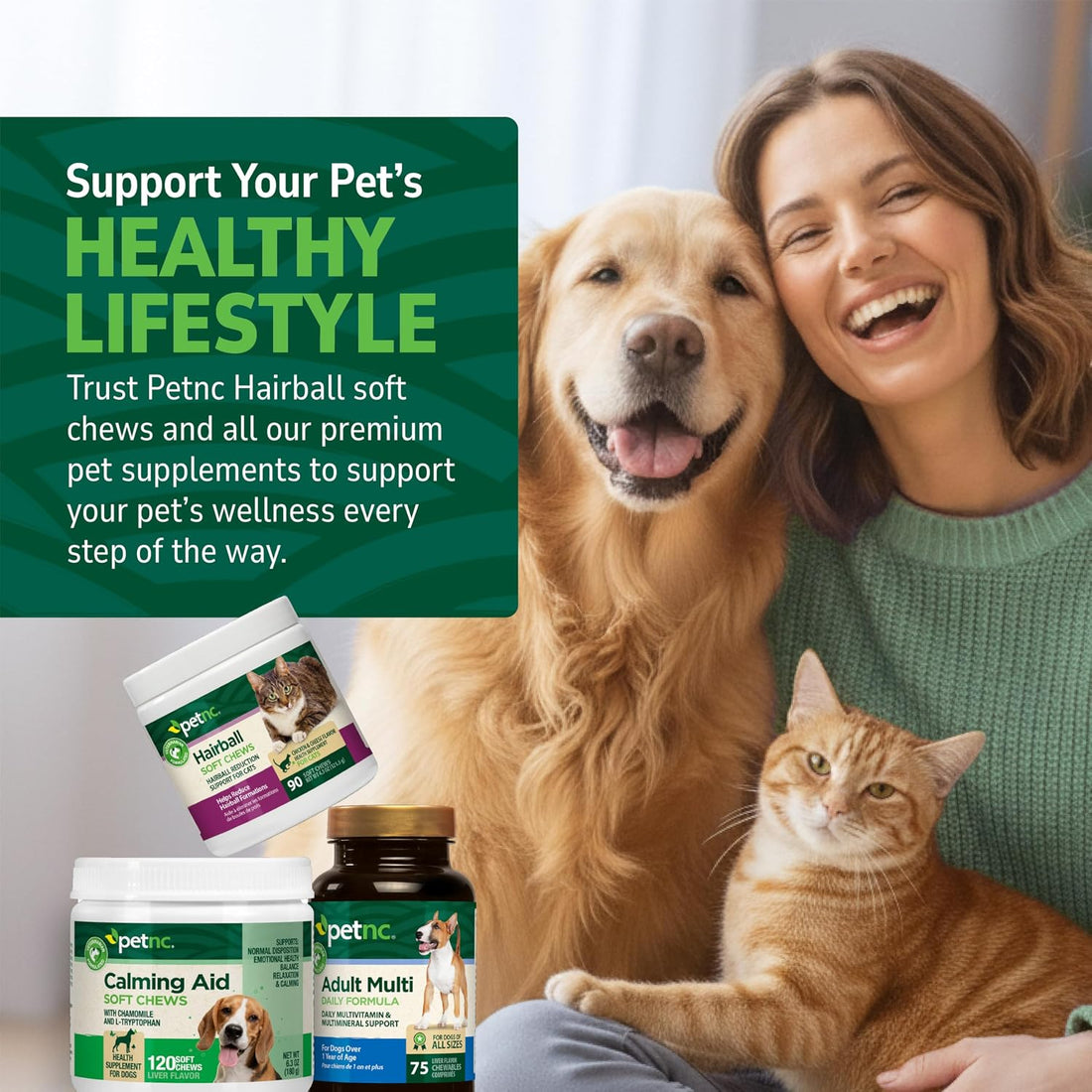 PetNC Hairball Soft Chews for Cats, Chicken & Cheese, 90 Count