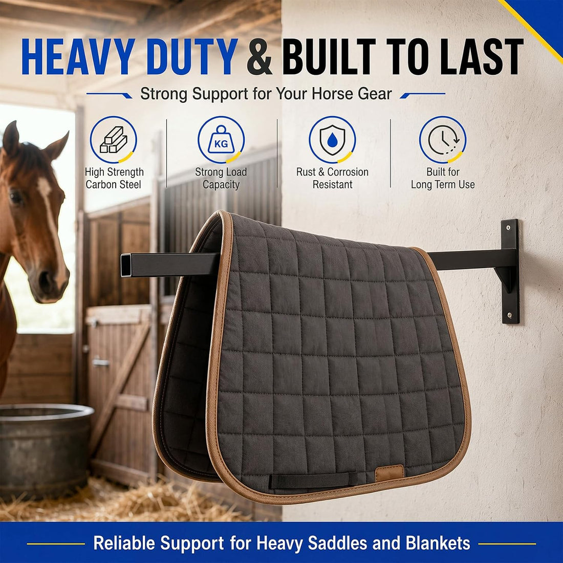 4 Pcs Heavy Duty Saddle Pad Rack, Wall Mounted, Single