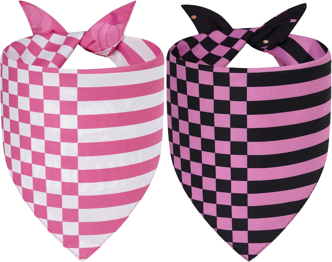 Halloween Dog Bandanas Pink Black XLarge 2PCS, Scarf for Boy or Girl