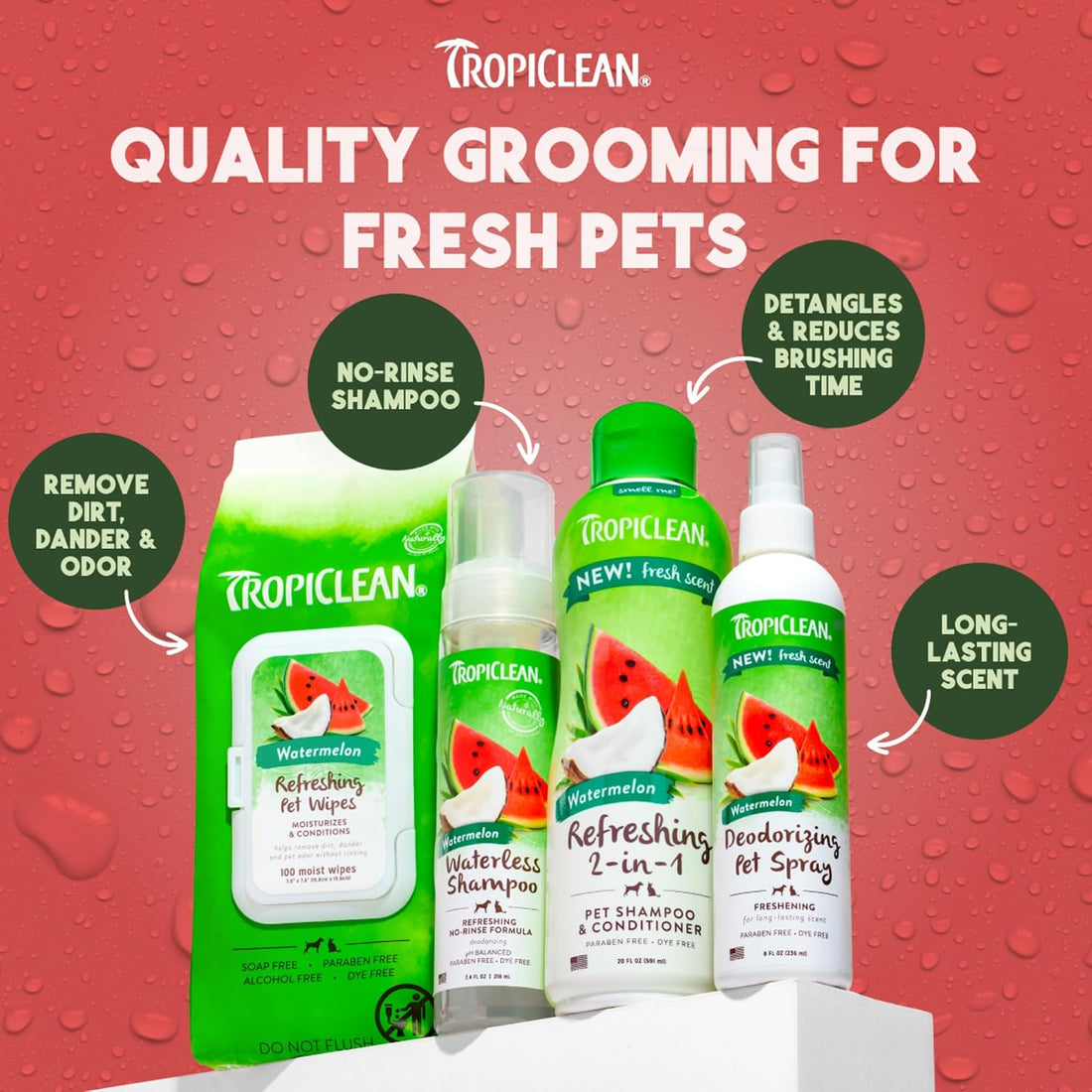 TropiClean Dog Perfume, Watermelon Cologne Deodorizing Spray, 8oz