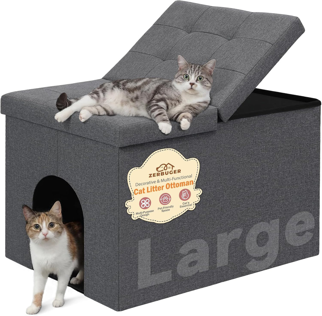 Zerbuger Cat Litter Box Enclosure Furniture for Odor Control,Hidden
