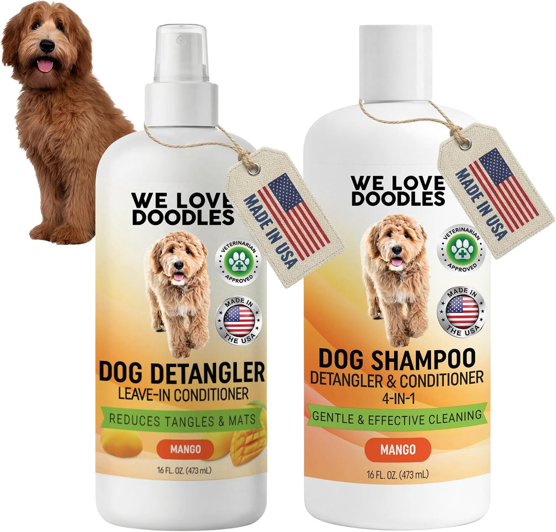Dog Shampoo & Dog Detangler Spray, Tearless, Dog Bath Supplies