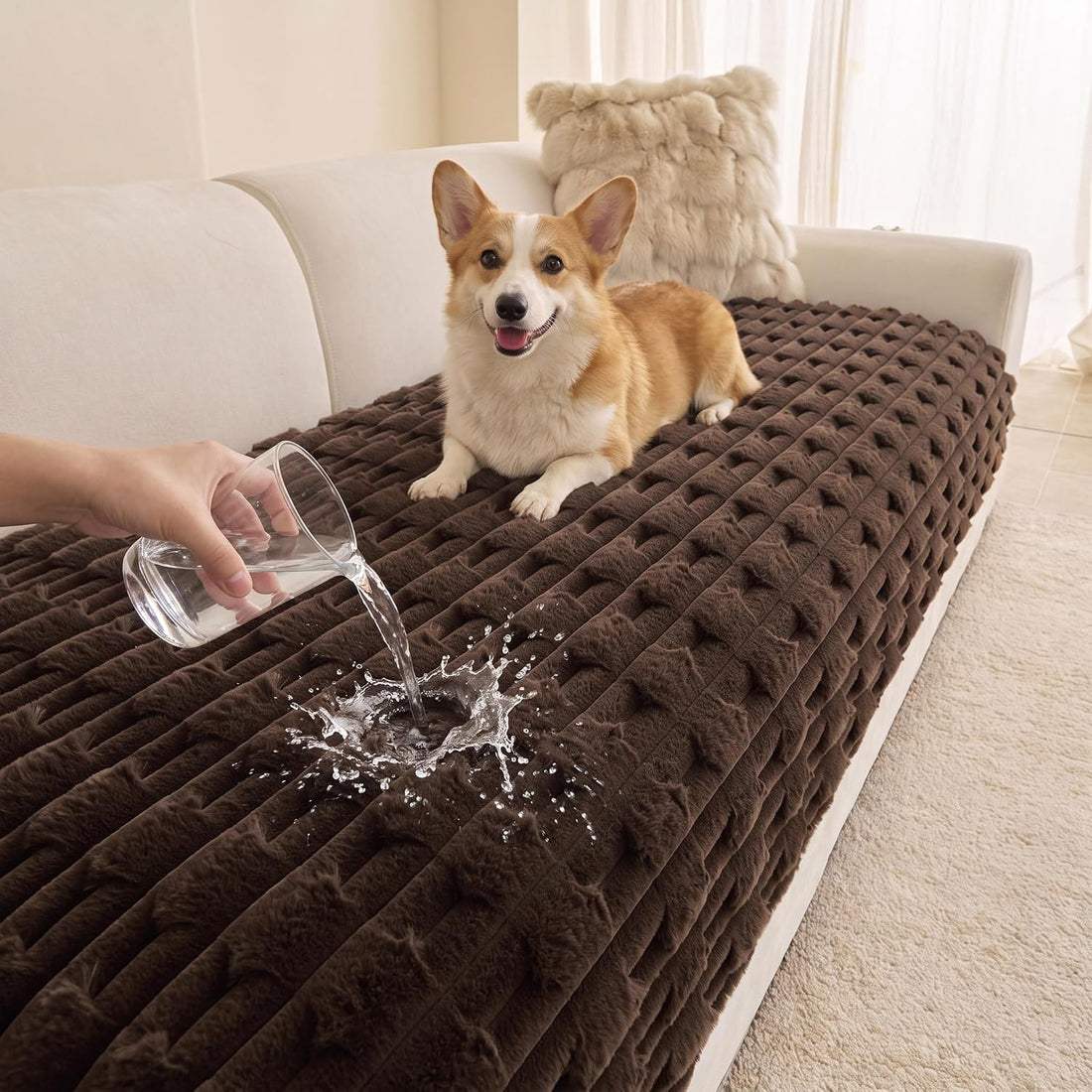 MYSKY HOME Waterproof Couch Covers for Dogs Washable, Chocolate