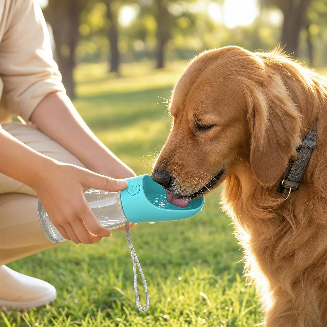 Portable Pet Water Bottle with Drinking Bowl, 12 oz