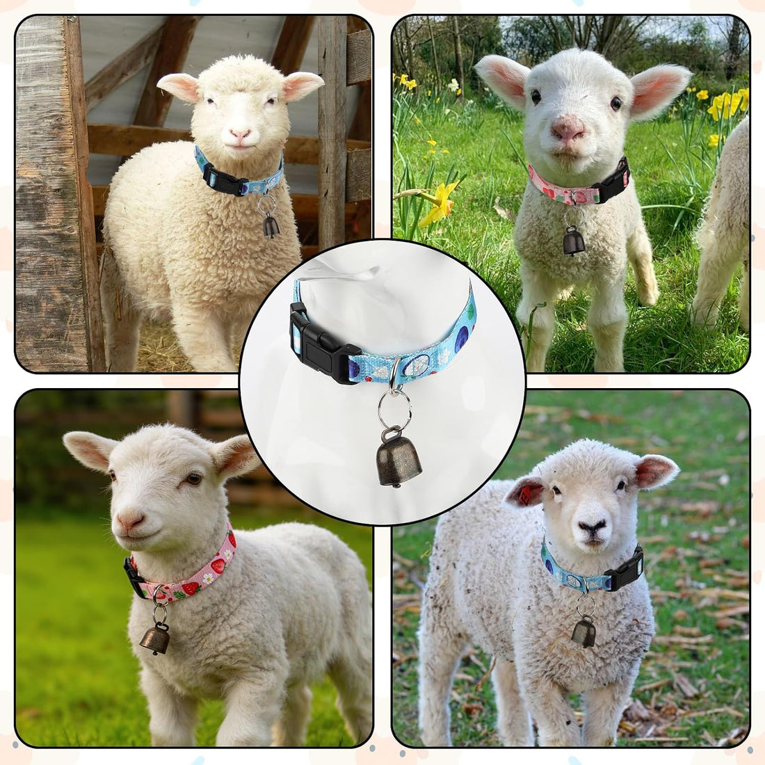 2 Pack Goat Collars with Bells,Fruit Adjustable Nylon Collar Set