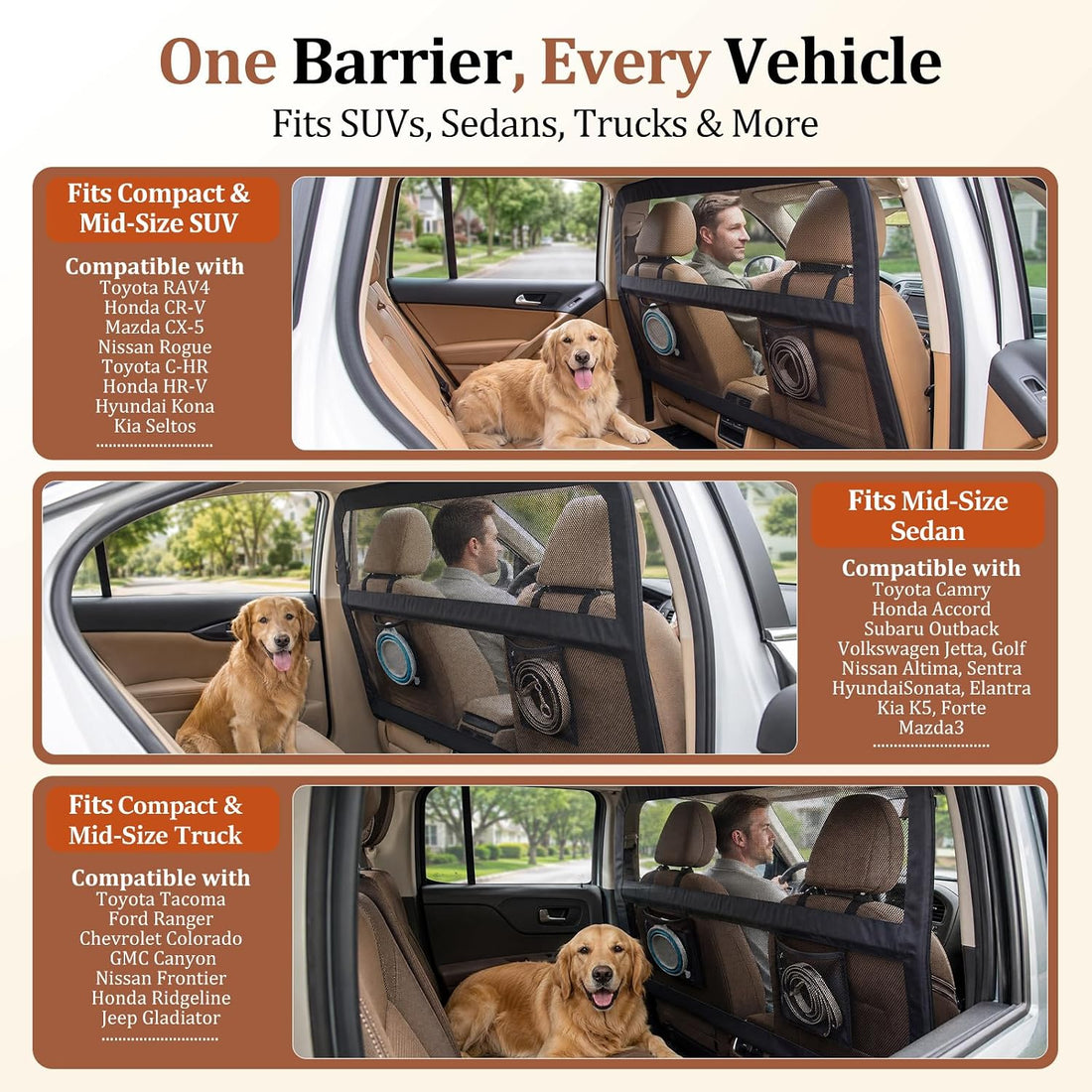 Dog Car Barrier for SUVs Trucks Sedans