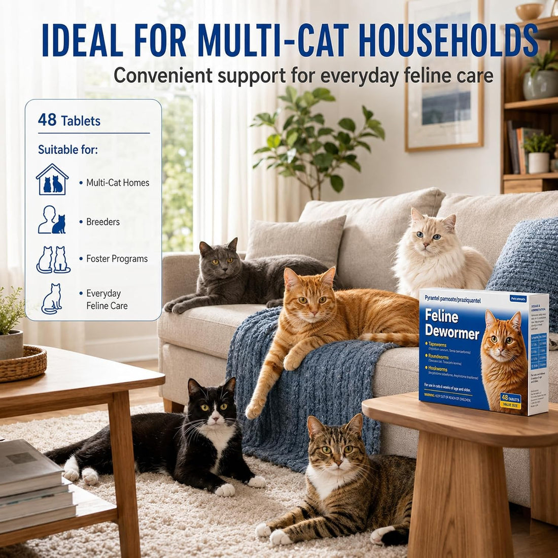 Dewormer for Cats & Kittens, Broad Spectrum Cat Dewormer for Tapeworms