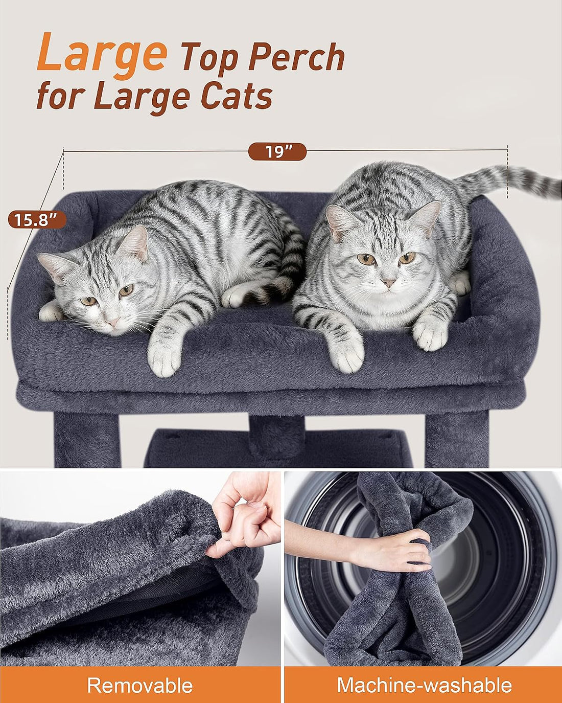 23.6" Cat Tree for Large Cat, 19 * 15.8 in Large Perch