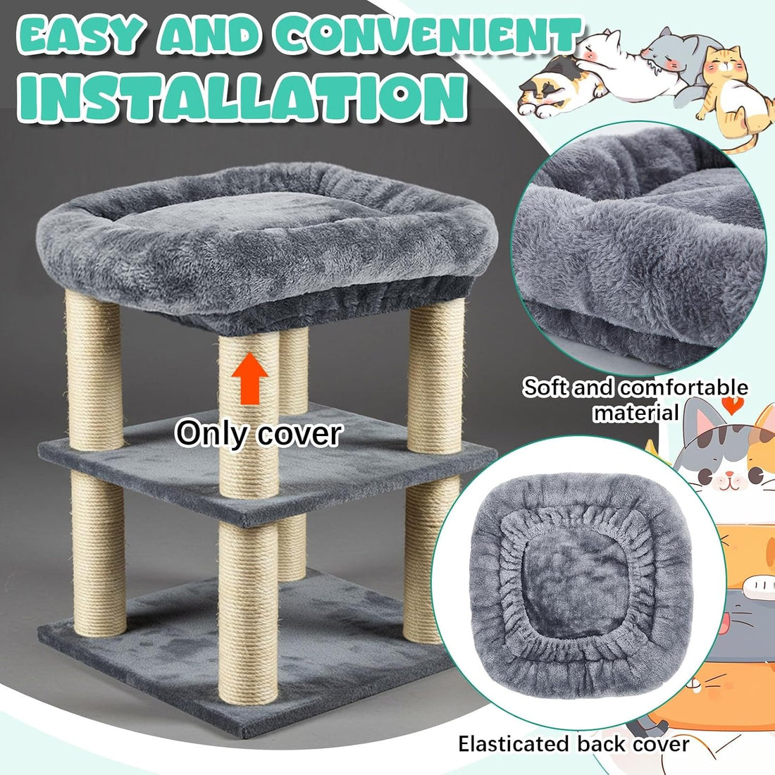 Abbylike 2 Pcs Cat Tree Replacement Bed Covers