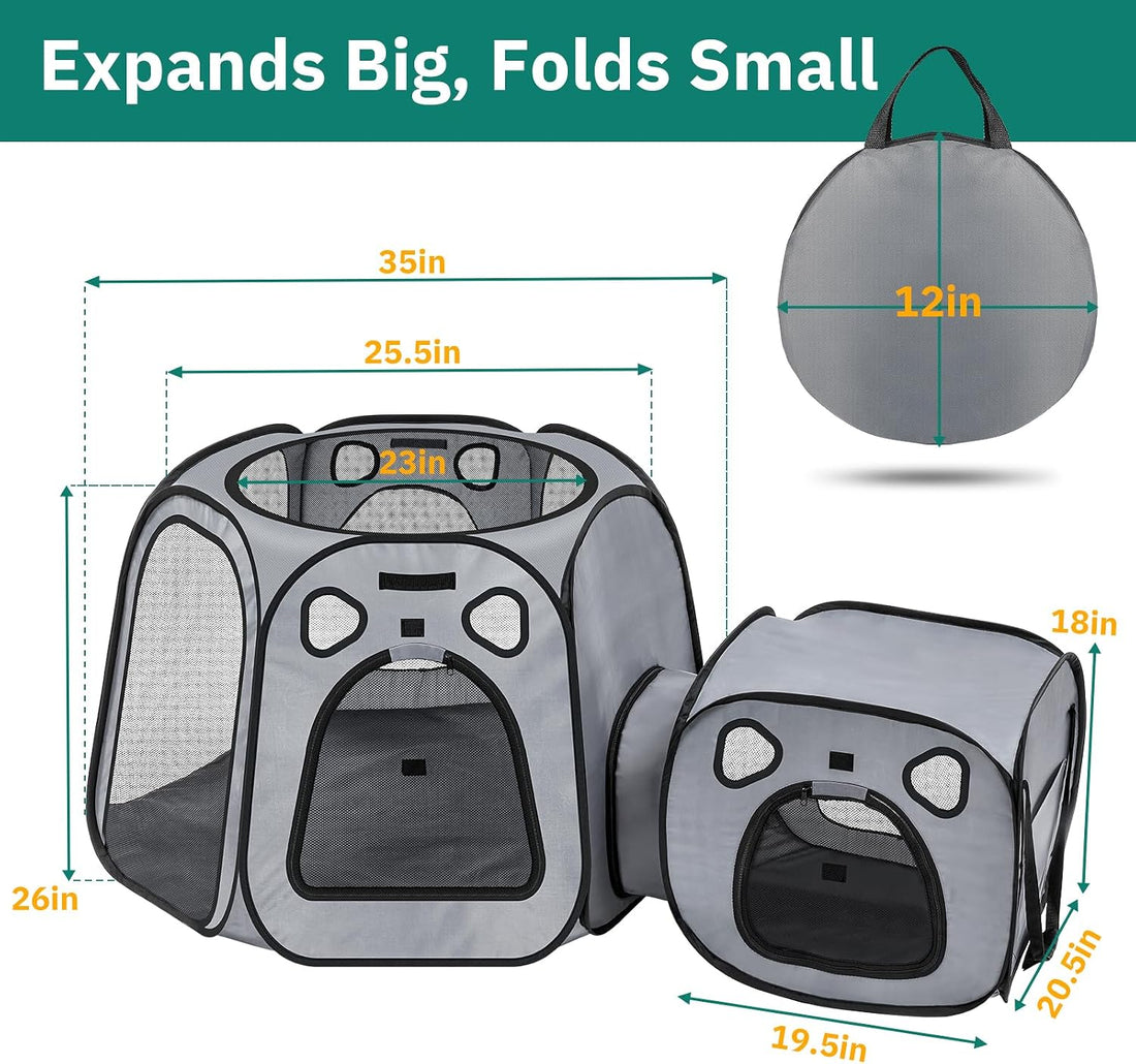 Snuvid Cat Playpen with Separate Litter Box Area