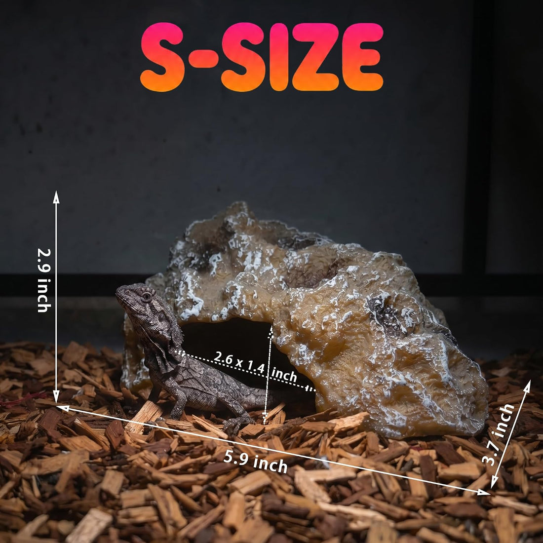 Reptile Hide Rock Cave, Small Resin Corner Hideout for Juvenile