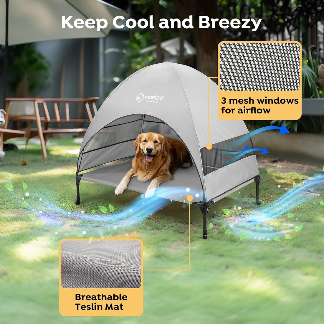 Veehoo Outdoor Dog Bed with Canopy