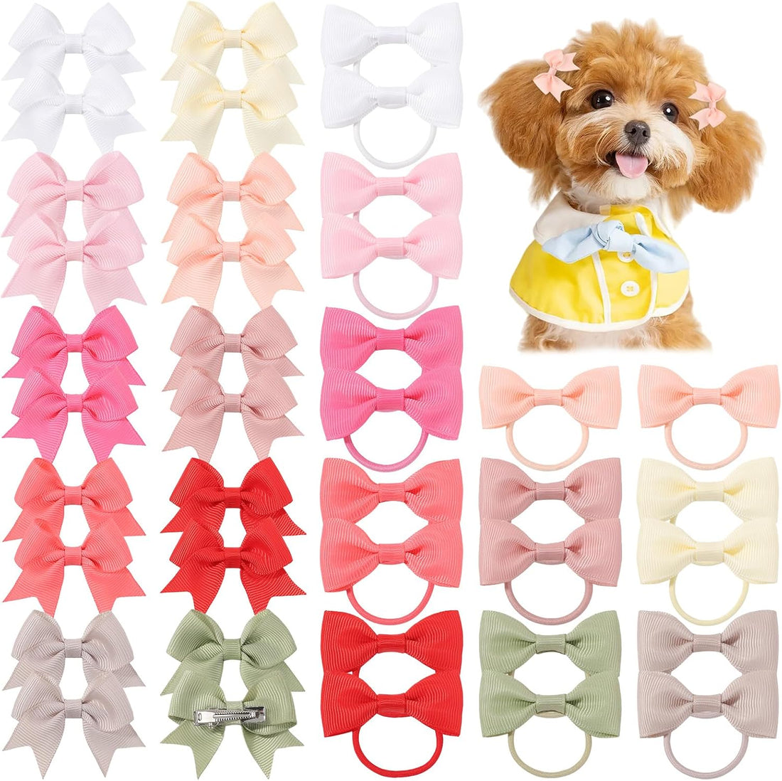 yoyokid 40PCS 2Inch Puppy Dog Hair Bows with Clips & Rubber Bands