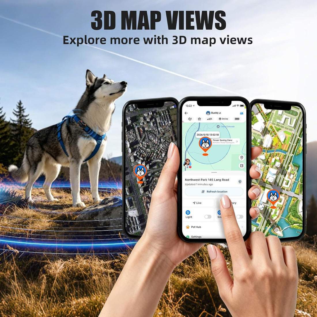 Dog GPS Tracker, Virtual Fence & AI Health Monitor, Waterproof