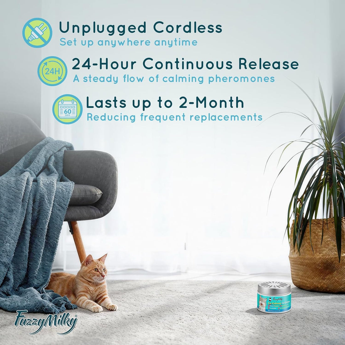 Cat Pheromone Calming Diffuser Gel, Unplugged Cordless Cat Calming