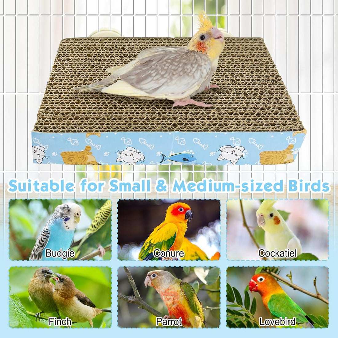 3 PCS Bird Cardboard Platform Hanging Parrot Cage Perch Bird Paw