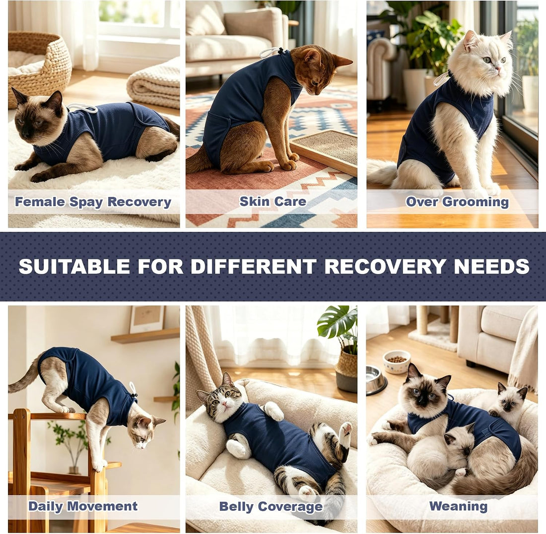 Female Cat Recovery Suit - Snap Closure Spay Onesie