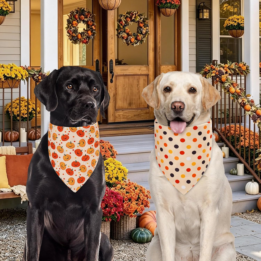Fall Dog Bandanas Large 3PCS, 6 Pattern Scarf for Boy and Girl