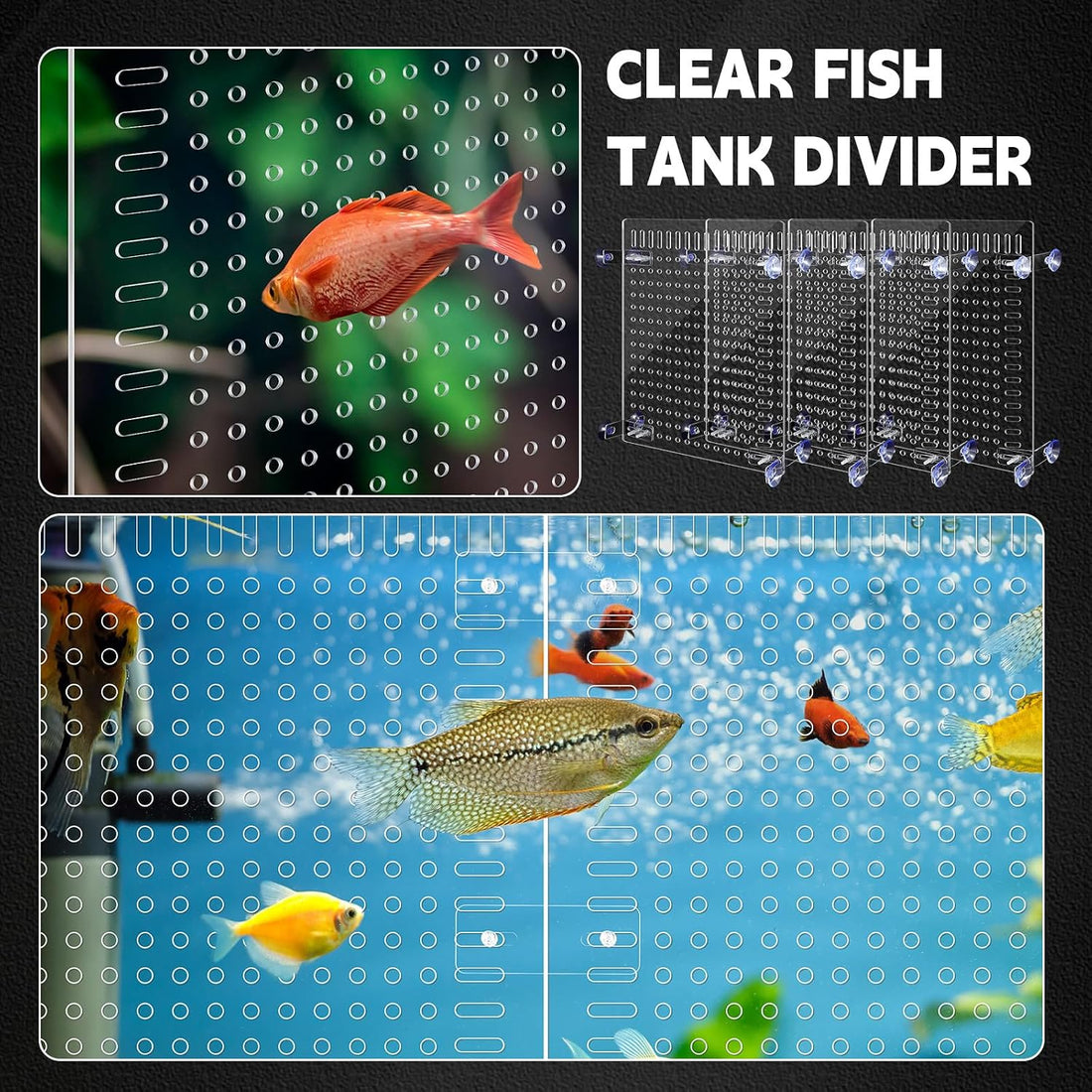 Nuanchu 4 Set Aquarium Divider 11.4 x 9.75'' Acrylic Fish Tank Panels