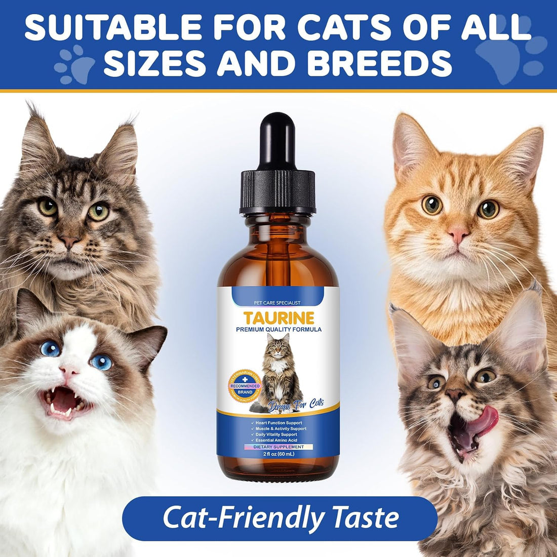 Taurine Drops for Cats for Eyesight, Heart, Muscle & Immune Support