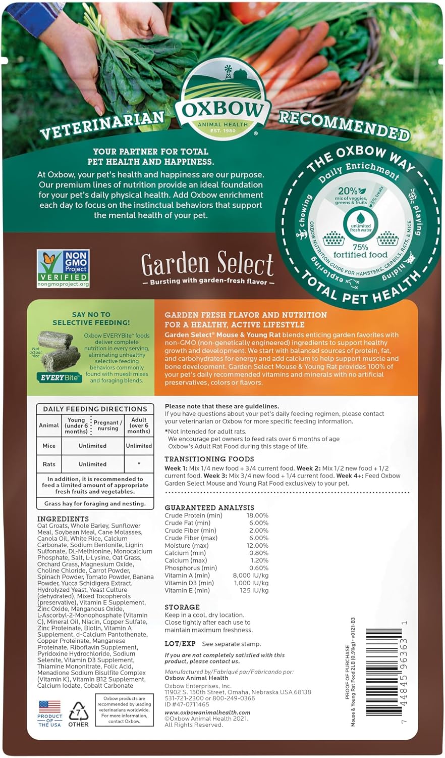 Oxbow Garden Select Mouse & Young Rat Food, Rat Food Pellets, Non-GMO