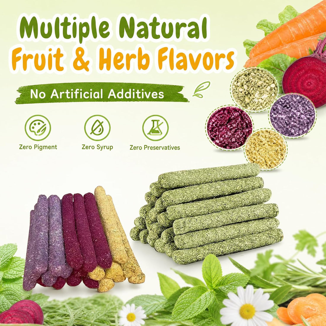 40 Pcs Natural Rabbit Chew Timothy Hay Sticks Mixing Flowers