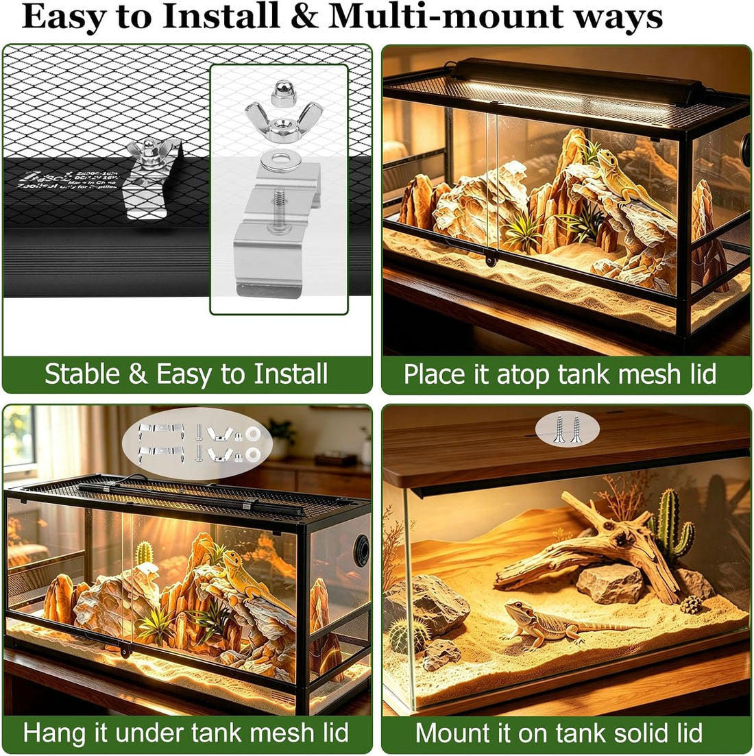 3-in-1 UVB Light for Reptiles One-Touch Sunrise & Sunset Mode 16"