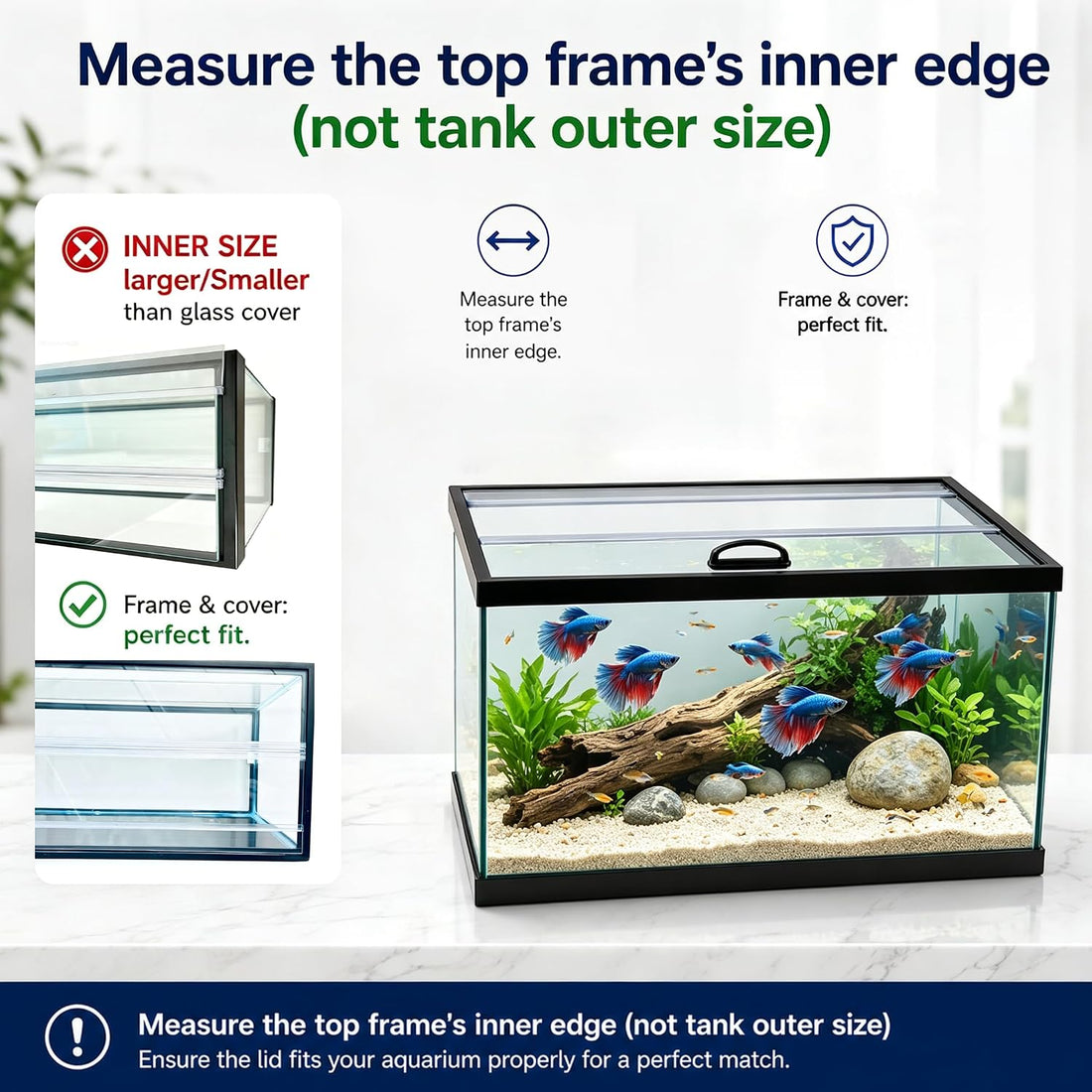 Clear Tempered Glass Aquarium Canopy Replacement Lid