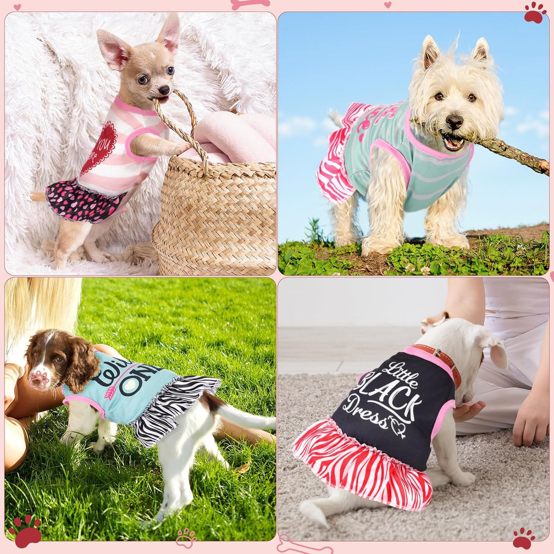 6 Pack Girl Dog Clothes Pet Dress Shirt Female Cute Dog Sundress