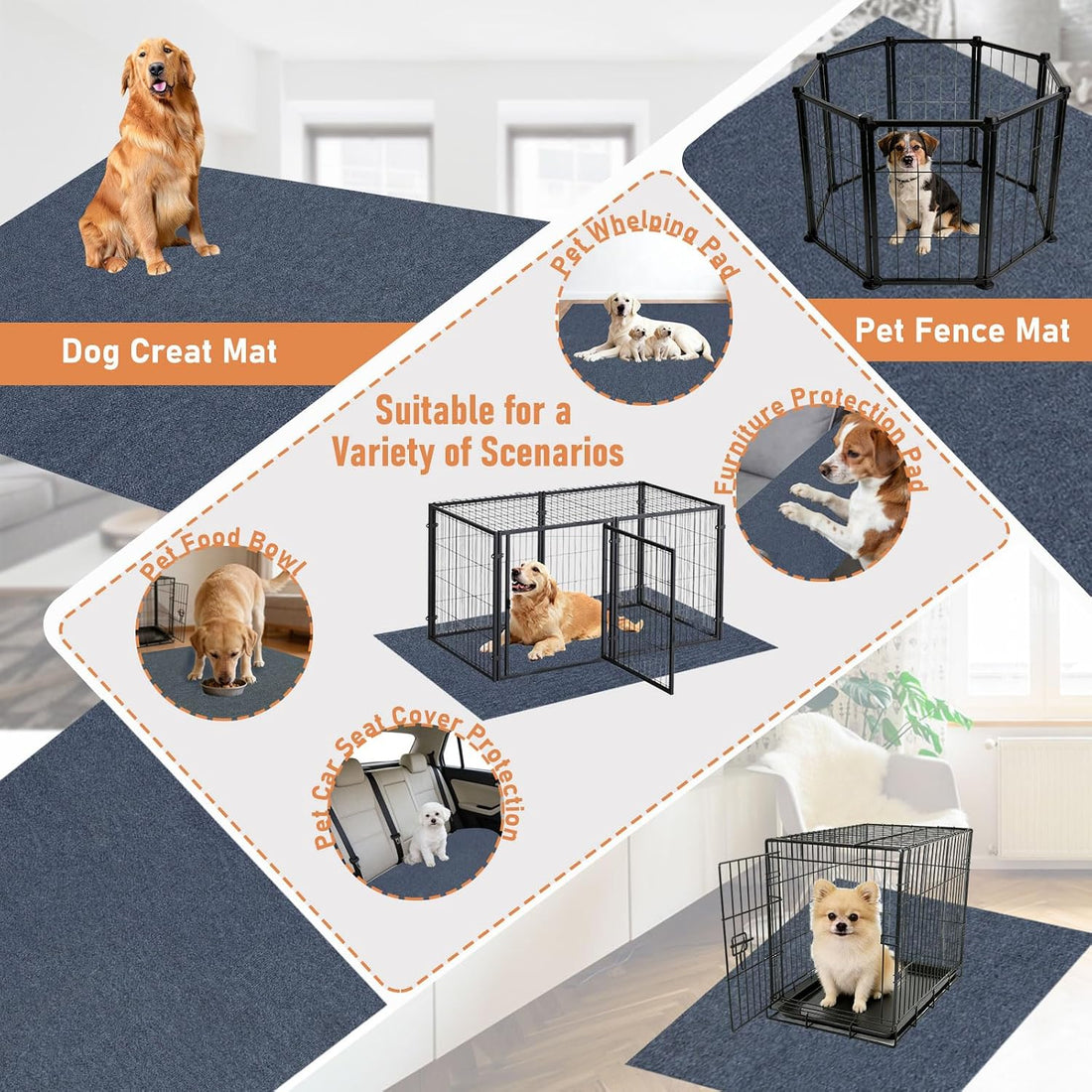 35" X 47" X 0.2''Large Mat for Under Dog Crate-Absorbs Urine
