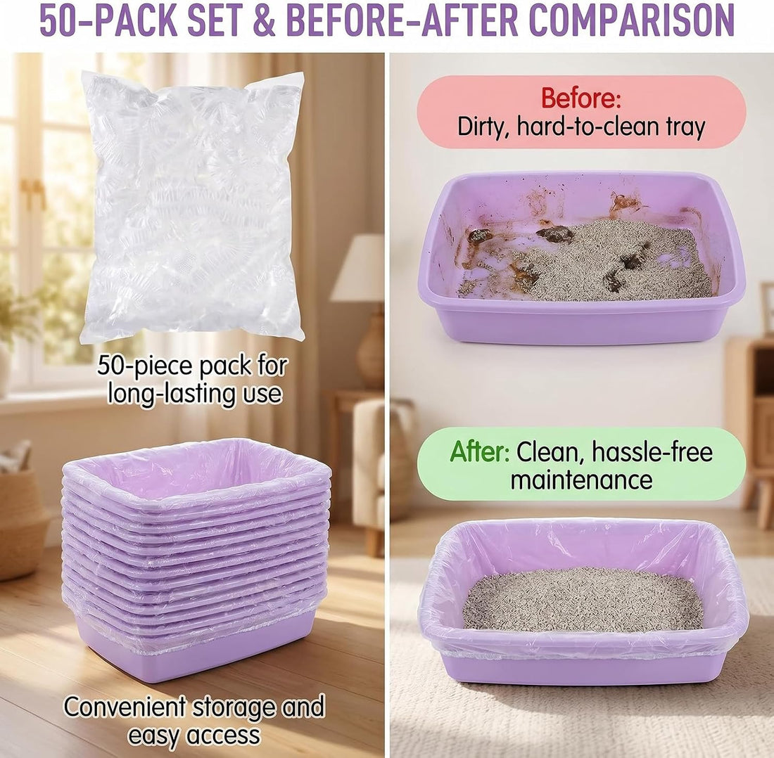 50 Pcs Disposable Plastic Cage Liners Elastic Pocket Mouth