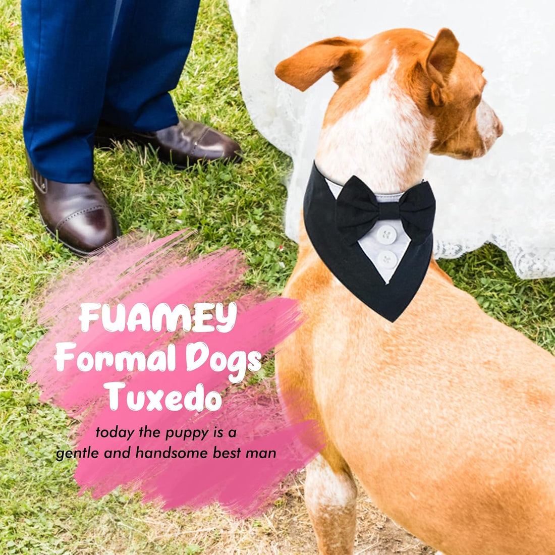 FUAMEY Dog Tuxedo for Large Dogs,Dog Formal Suit Dogs Attire Pet Bow