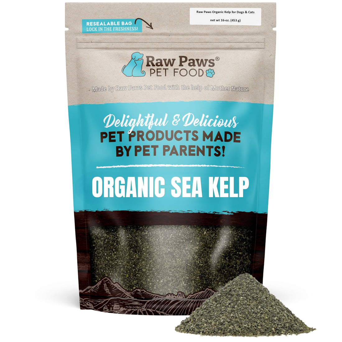 Raw Paws Organic Kelp Powder for Dogs & Cats - Supports Thyroid