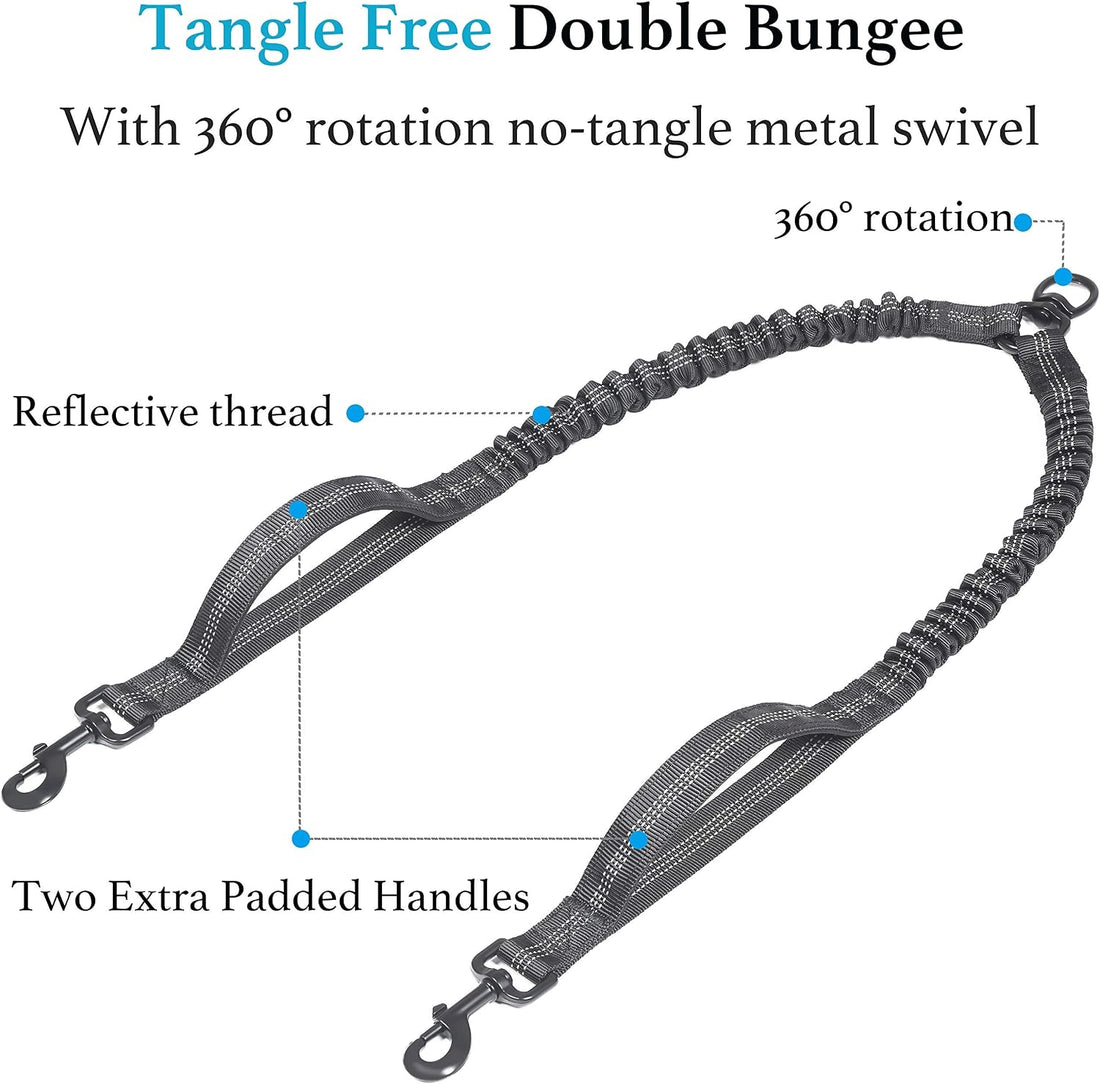 iYoPets Double Dog Leash with Two Extra Traffic Handles