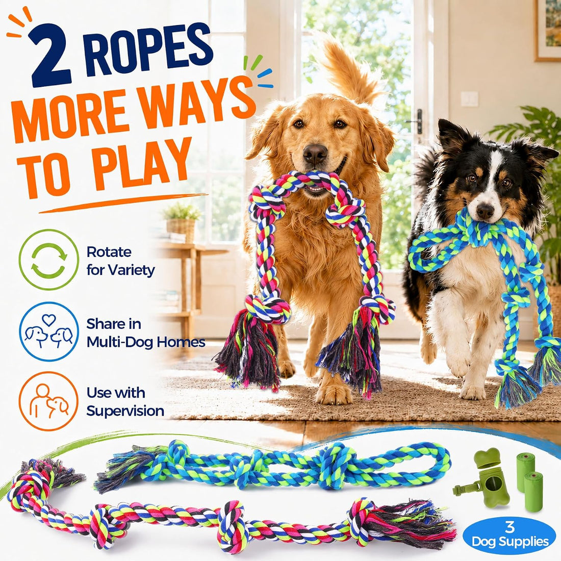 Eefitoys Tough Dog Rope Toys for Aggressive Chewers