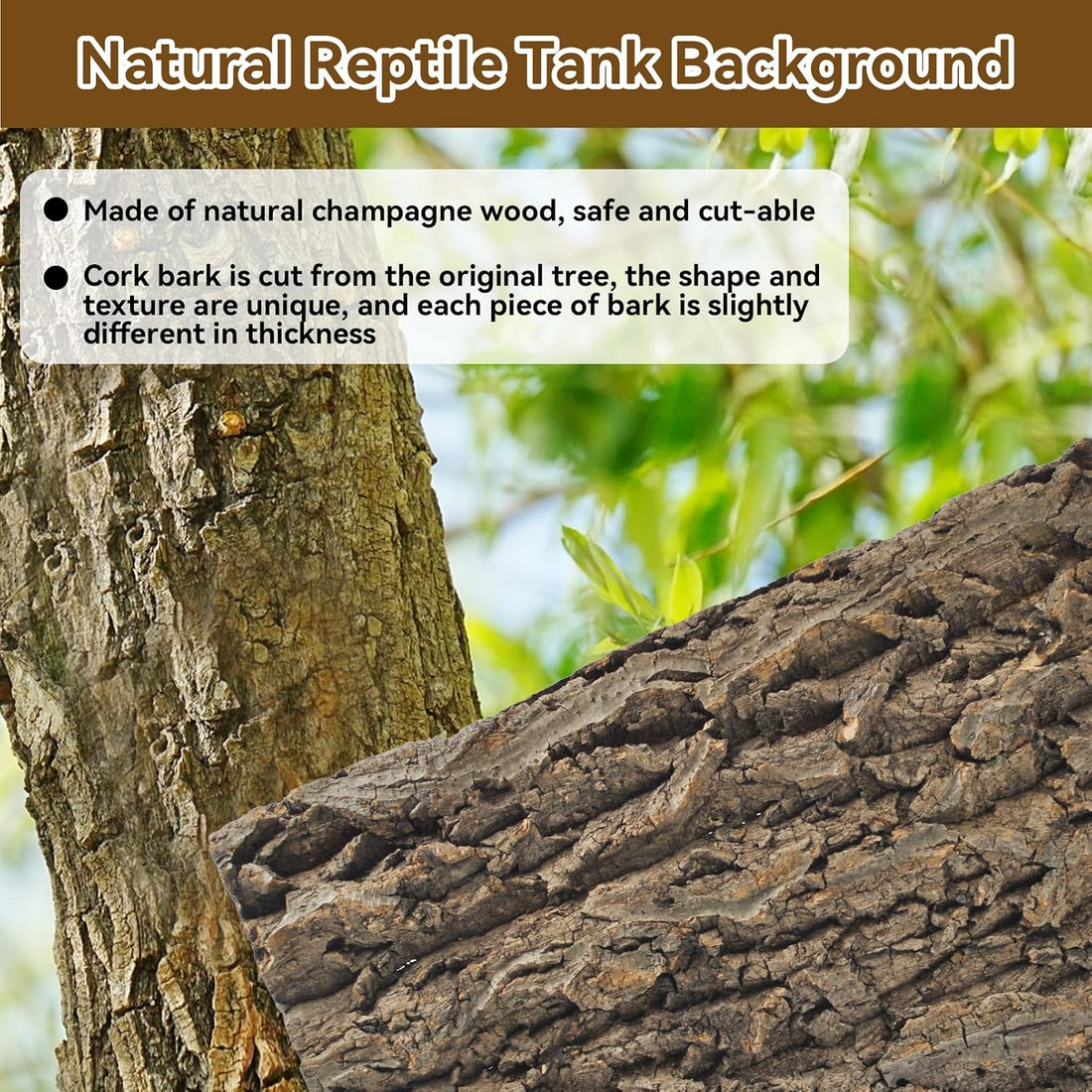 4PCS Reptile Cork Bark Mat,15.74 x 11.81 Inch Natural Cork Wood