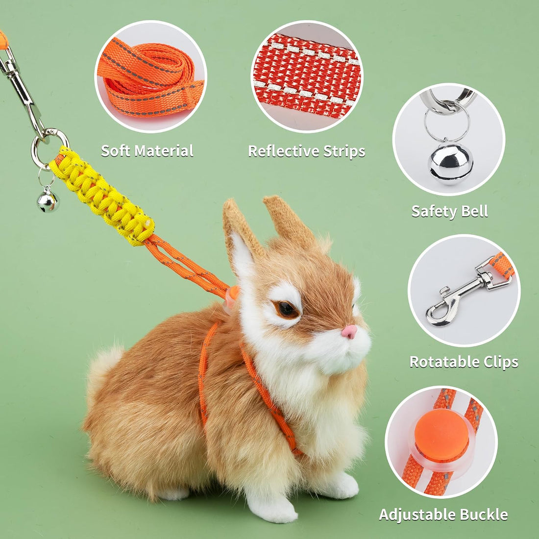 Figure 8 Ferret Harness and Leash Set, Blue+Orange, 2 Pack