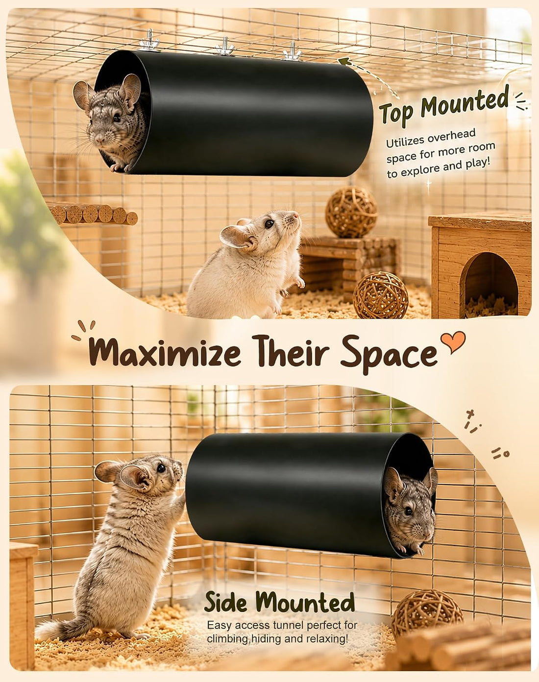 Haoguo Chinchilla Hanging Cooling Tunnel, Metal Hideout