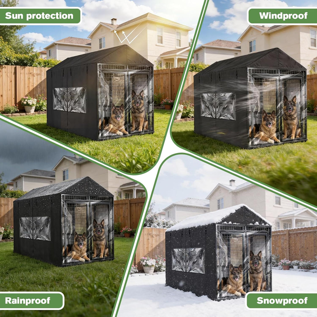 8'D x 4'W x 6'H Outdoor Dog Kennel Cover Waterproof 600D Full