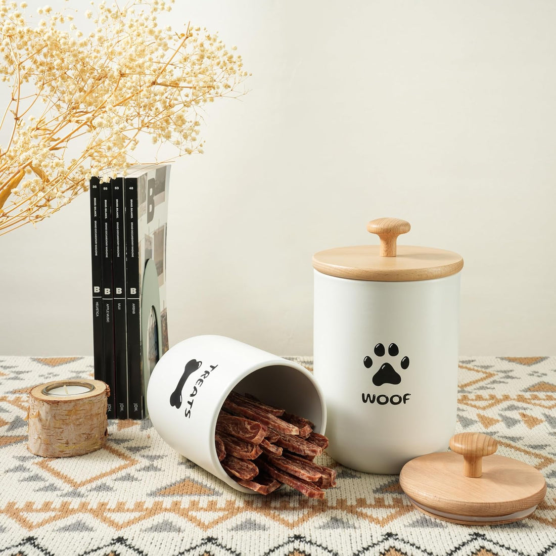 OTTENON Dog Treat Container Set of 2, Dog treat jar with Airtight Lid