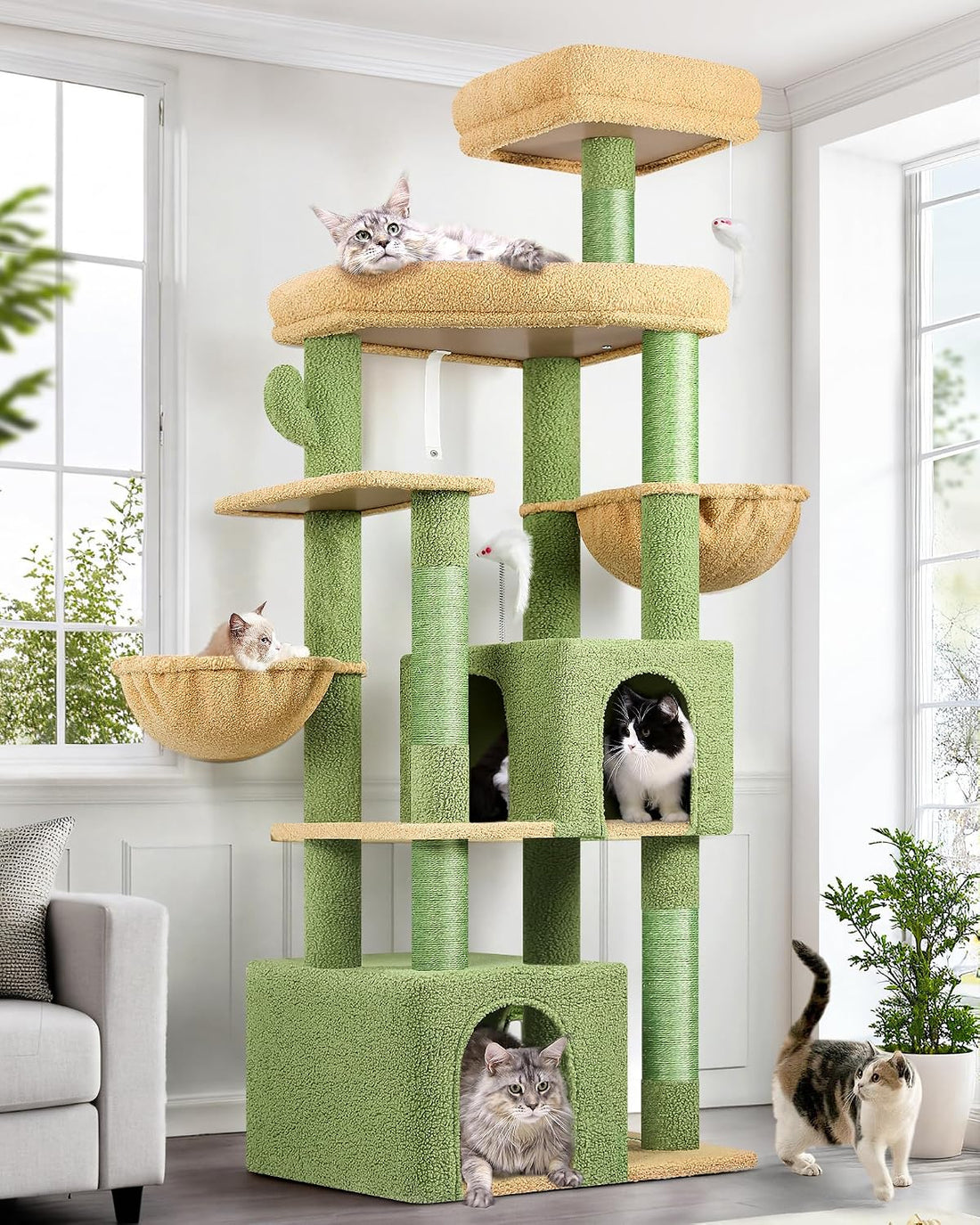 Globlazer Sturdy Cat Tree for Indoor Cats 20 lbs, S68, Cloud Grey