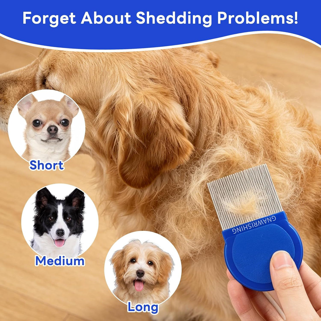 GNAWRISHING Flea Comb 4Pcs with High Strength Teeth Pet Tear Stain