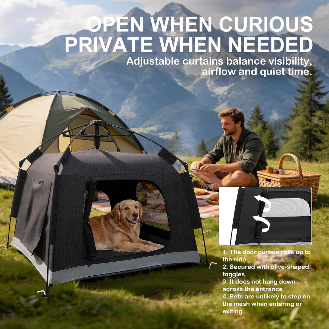 Pop-Up Dog Tent with Removable Floor for Camping and Outdoor Use