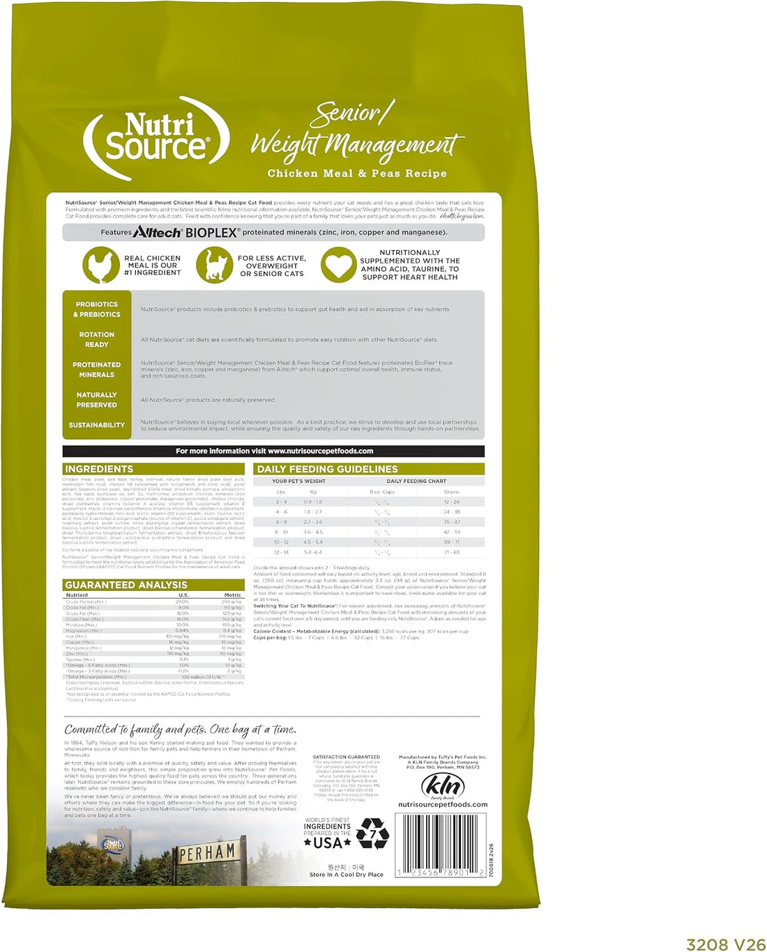 NutriSource Senior & Weight Management Dry Cat Food, Chicken & Peas