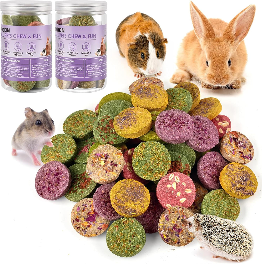ERKOON Treats Rabbit Toys, 100% Edible Premium Timothy Hay Chew