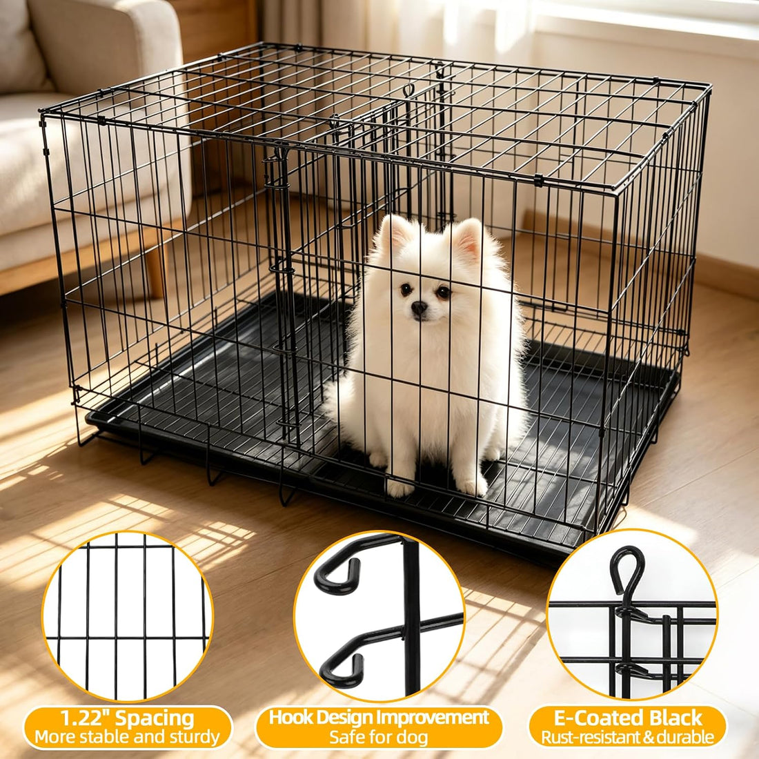 Dog Crate Divider Panel 2-Pack, 16.9" H Adjustable Wire Kennel
