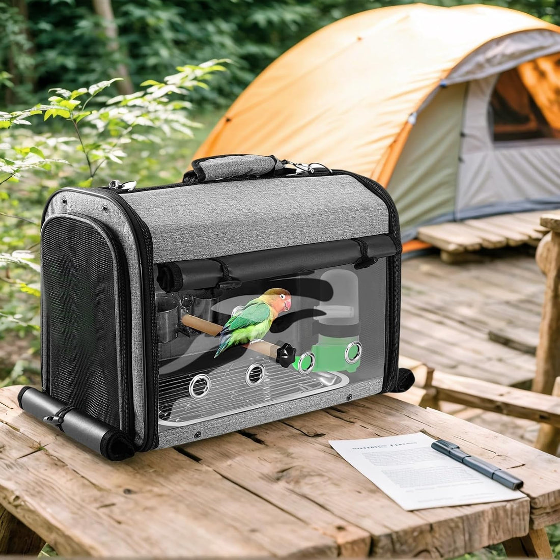 Sanmoncare Bird Carrier Bag Cockatiel Travel Cage with Stand
