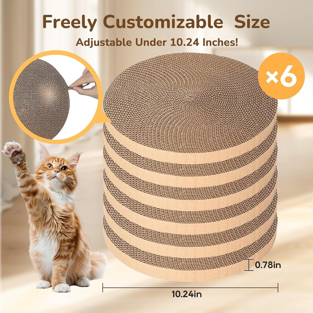6pcs Cat Scratch Pad, Cat Scratcher Cardboard & Cat Scratching Pads