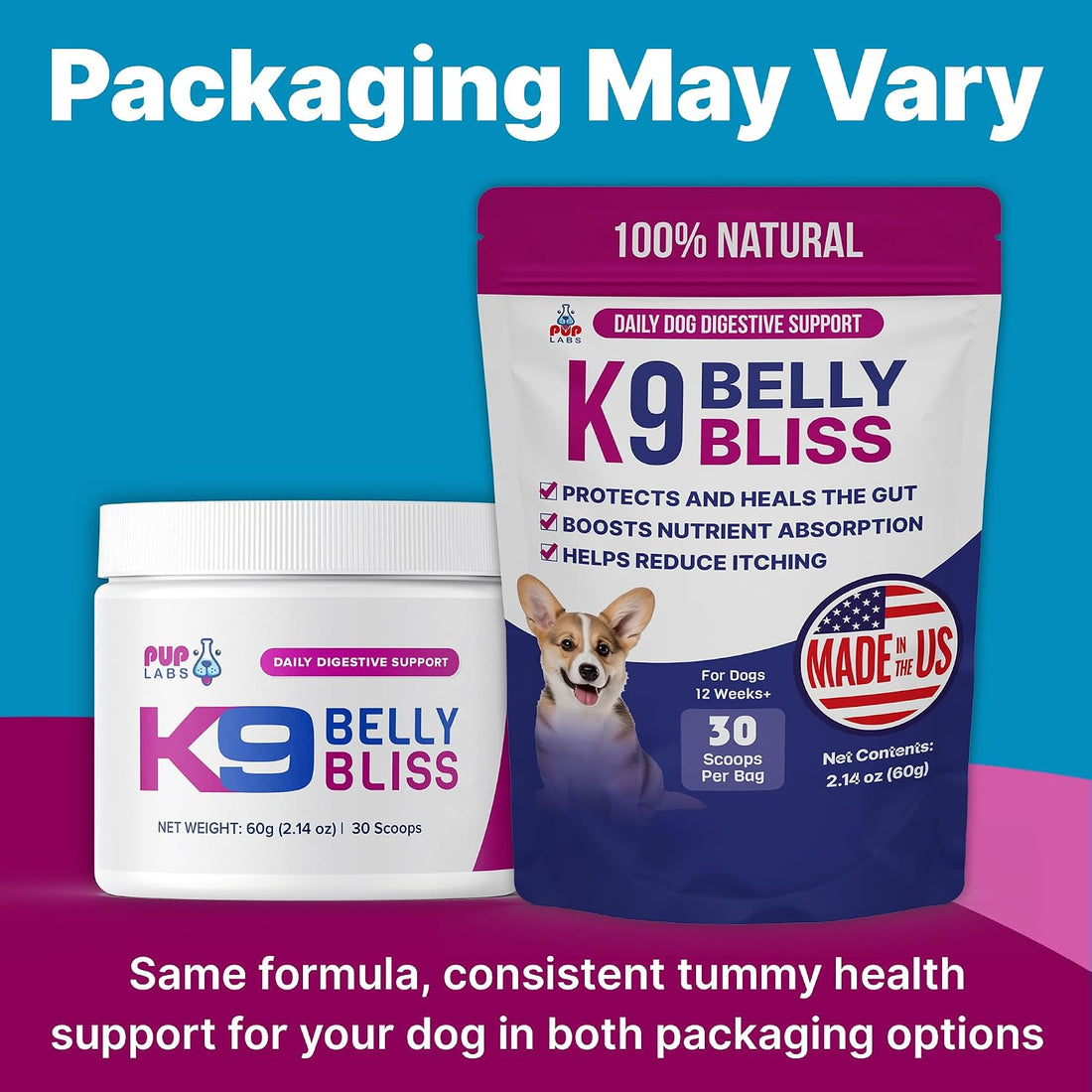 Pup Labs K9 Belly Bliss, All-Natural Gut Health for Dogs