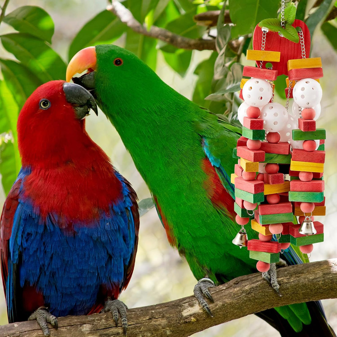 Seenelling 4 Pcs Extra Large Bird Parrot Toy Multicolored Natural